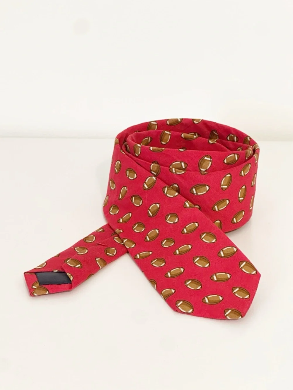 Crewcuts by J. Crew Boys Red Football Print Cotton Necktie - 42